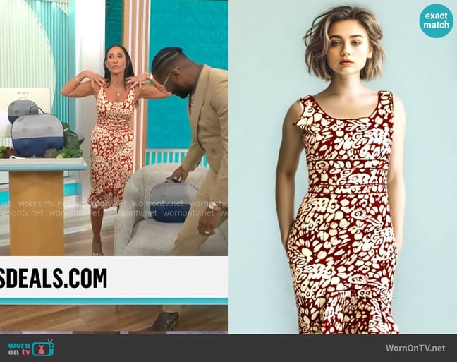 Oscar de la Renta Sleeveless Tulip Hem worn by Elizabeth Werner on CBS Mornings Oscar de la Renta Sleeveless Tulip Hem worn by Elizabeth Werner on CBS Mornings