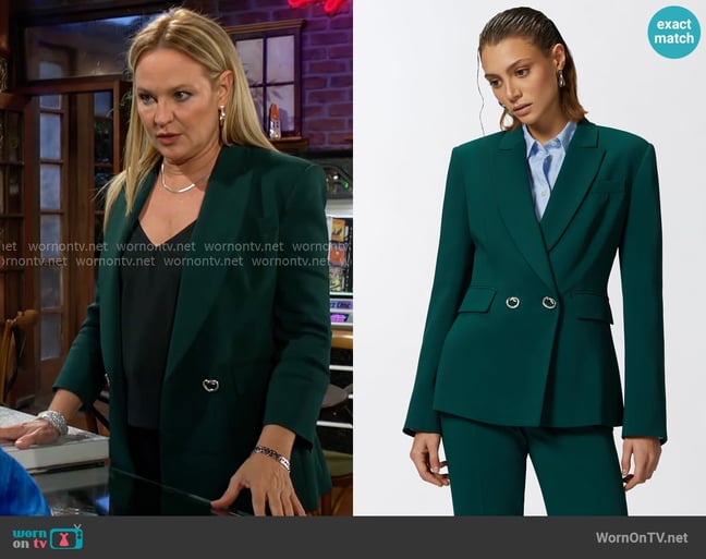 Pinko Cady Blazer worn by Sharon Newman (Sharon Case) on The Young and the Restless Pinko Cady Blazer worn by Sharon Newman (Sharon Case) on The Young and the Restless