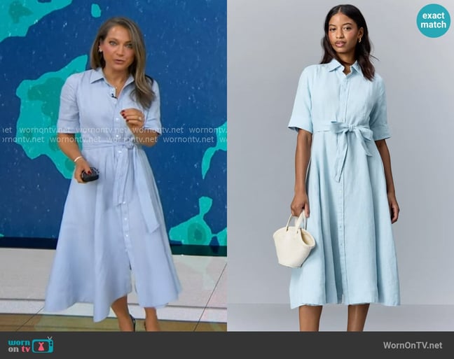Polo Ralph Lauren Belted Linen A-Line Shirtdress worn by Ginger Zee on Good Morning America Polo Ralph Lauren Belted Linen A-Line Shirtdress worn by Ginger Zee on Good Morning America