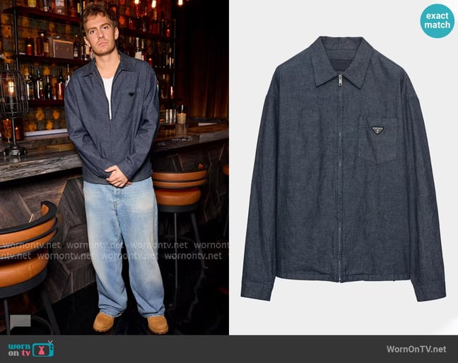 Prada Cotton Chambray Zip-Front Shirt worn by Charlie Zakkour on Next Gen NYC Prada Cotton Chambray Zip-Front Shirt worn by Charlie Zakkour on Next Gen NYC