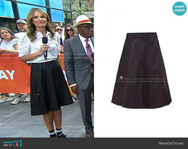 Prada Nylon Gabardine Skirt worn by Savannah Guthrie on Today Prada Nylon Gabardine Skirt worn by Savannah Guthrie on Today