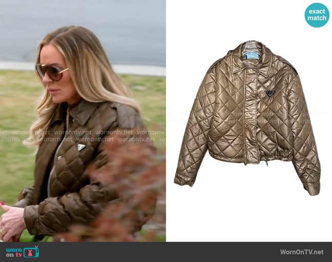 Prada Quilted Lightweight Re-Nylon Crop Blouson Jacket worn by Heather Gay on The Real Housewives of Salt Lake City Prada Quilted Lightweight Re-Nylon Crop Blouson Jacket worn by Heather Gay on The Real Housewives of Salt Lake City