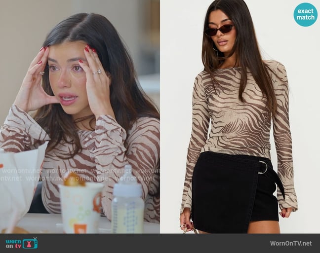 Princess Polly Tineko Top Animal Neutral worn by Jen Affleck on The Secret Lives of Mormon Wives Princess Polly Tineko Top Animal Neutral worn by Jen Affleck on The Secret Lives of Mormon Wives