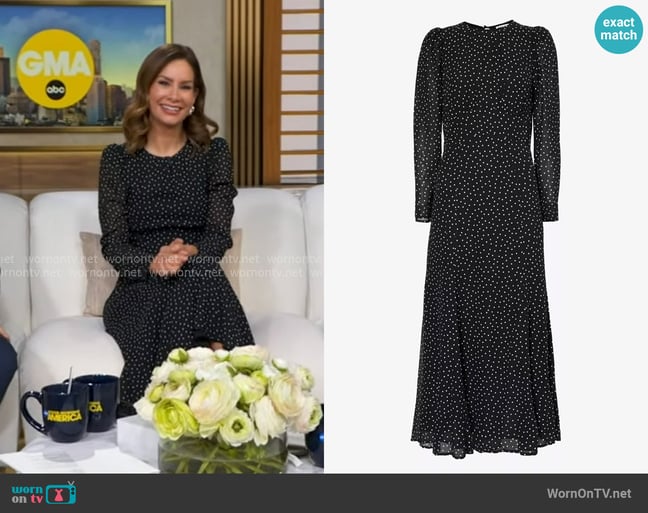 Reformation Lysander Dress in Selene worn by Rebecca Jarvis on Good Morning America Reformation Lysander Dress in Selene worn by Rebecca Jarvis on Good Morning America