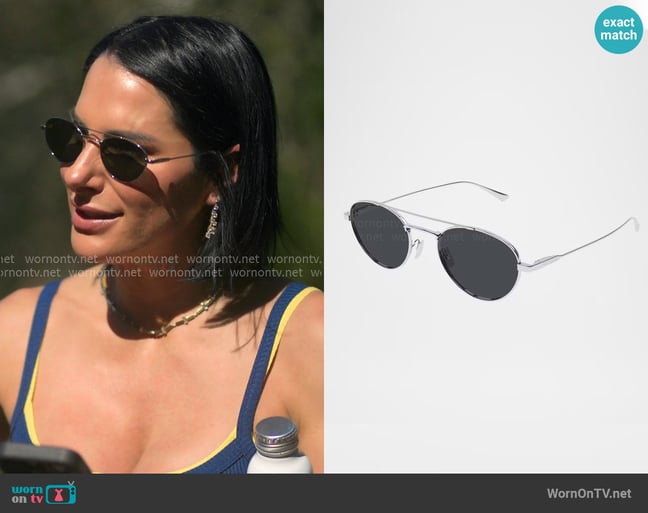 Saint Laurent Metal Aviator Sunglasses in Silver worn by Ashley Earle on Earle Meets World