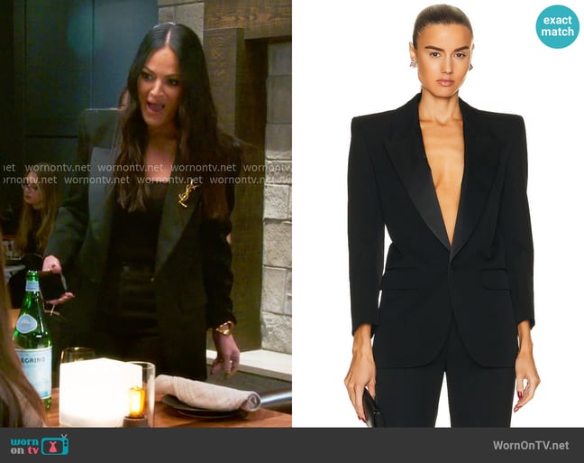 Saint Laurent Tuxedo Jacket worn by Lisa Barlow on The Real Housewives of Salt Lake City Saint Laurent Tuxedo Jacket worn by Lisa Barlow on The Real Housewives of Salt Lake City