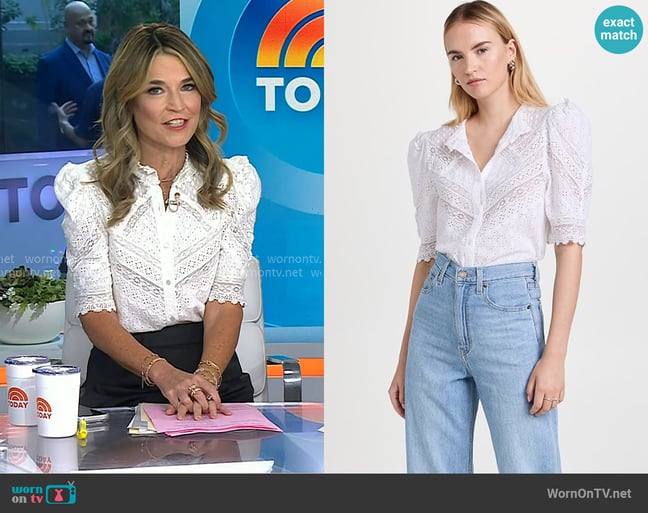 Saloni Lorna Bicolor Long Lace Skirt worn by Savannah Guthrie on Today Saloni Lorna Bicolor Long Lace Skirt worn by Savannah Guthrie on Today