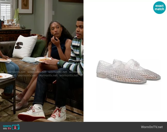 Sam Edelman Michaela Jelly Mary Jane Flats in Clear worn by Samantha Richardson (Najah Jackson) on Beyond the Gates Sam Edelman Michaela Jelly Mary Jane Flats in Clear worn by Samantha Richardson (Najah Jackson) on Beyond the Gates