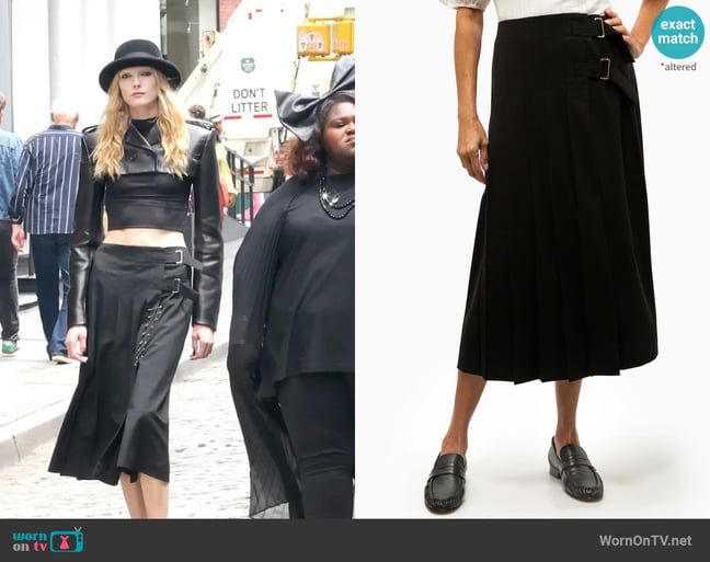 Sea New York Elisa Pleated Midi Skirt worn by Morwenna (Alex Consani) on American Horror Story Sea New York Elisa Pleated Midi Skirt worn by Morwenna (Alex Consani) on American Horror Story