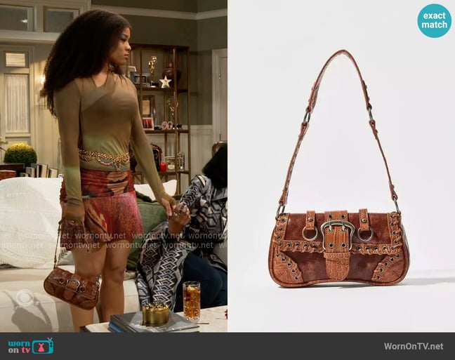 Silence + Noise at Urban Outfitters Jade Laced Rivet Bag worn by Eva Thomas (Ambyr Michelle) on Beyond the Gates Silence + Noise at Urban Outfitters Jade Laced Rivet Bag worn by Eva Thomas (Ambyr Michelle) on Beyond the Gates