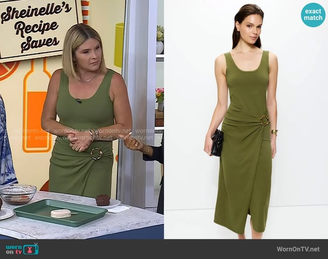 Simkhai Genne Draped Midi Dress worn by Jenna Bush Hager on Today Simkhai Genne Draped Midi Dress worn by Jenna Bush Hager on Today