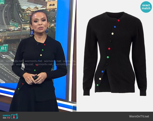 Simon Miller Ada Asymmetrical Cardigan worn by Adelle Caballero on Today Simon Miller Ada Asymmetrical Cardigan worn by Adelle Caballero on Today