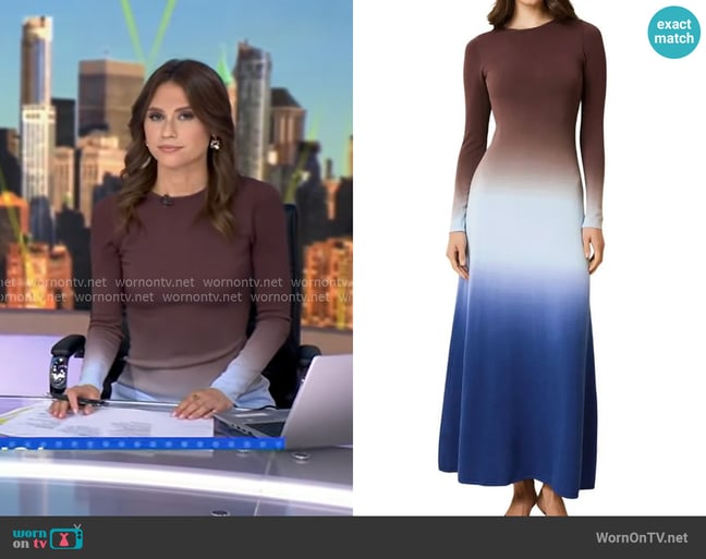 Solid and Striped Dora Dress in Twilight Raisin Brown worn by Sophie Flay on Good Morning America Solid and Striped Dora Dress in Twilight Raisin Brown worn by Sophie Flay on Good Morning America