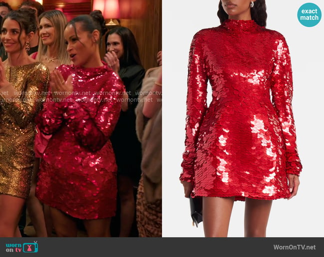 Sportmax Terfrite Sequined Jersey Minidress worn by Sai De Silva on The Real Housewives of New York City Sportmax Terfrite Sequined Jersey Minidress worn by Sai De Silva on The Real Housewives of New York City