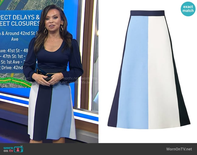 Tory  Sport Vertical Block Skirt worn by Adelle Caballero on Today