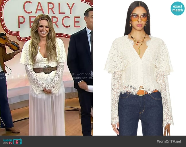 Tularosa Clarissa Top in Ivory worn by Carly Pearce on Today