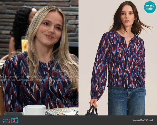 Velvet by Graham & Spencer Estella Blouse worn by Lulu Spencer (Alexa Havins Bruening) on General Hospital Velvet by Graham & Spencer Estella Blouse worn by Lulu Spencer (Alexa Havins Bruening) on General Hospital