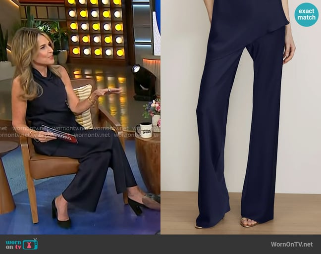 Veronica Beard Braddock Wide-Leg Pant in Navy worn by Savannah Guthrie on Today Veronica Beard Braddock Wide-Leg Pant in Navy worn by Savannah Guthrie on Today