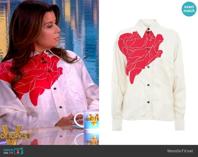 Victoria Beckham floral print shirt worn by Ana Navarro on The View
