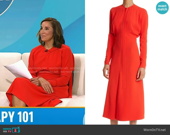 Victoria Beckham Updated Dolman Long Sleeve Fluid Cady Midi Dress worn by Yasmin Vossoughian on Today