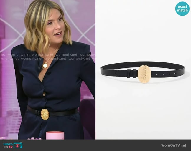 White House Black Market Scroll Plaque Pant Belt worn by Jenna Bush Hager on Today White House Black Market Scroll Plaque Pant Belt worn by Jenna Bush Hager on Today