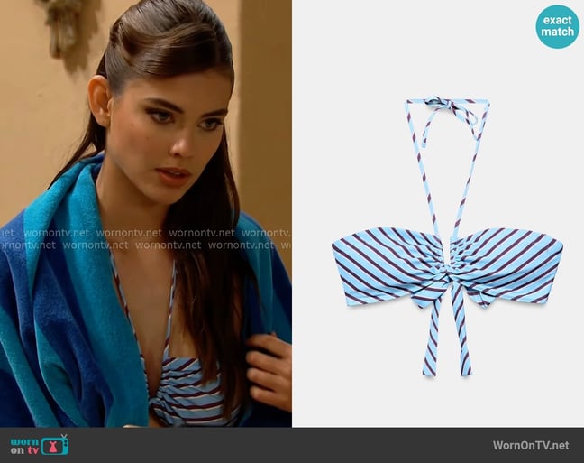 Zara Striped Bandeau Bikini Top worn by Electra Forrester (Laneya Grace) on The Bold and the Beautiful