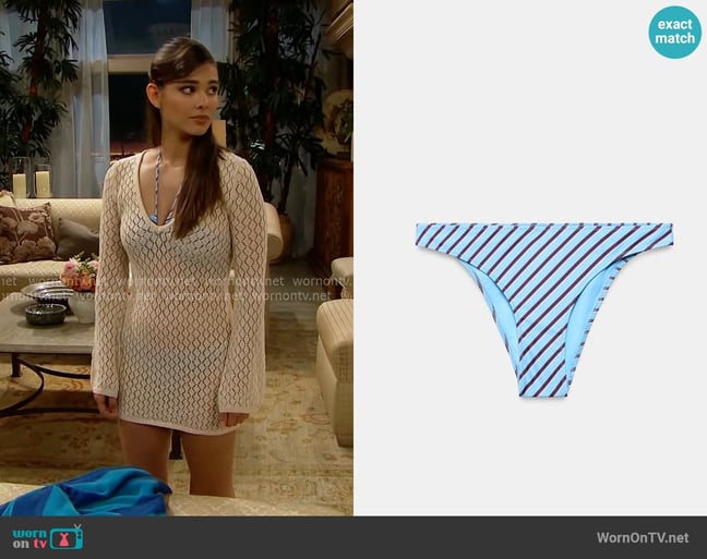 Zara Striped Print Bikini Bottoms worn by Electra Forrester (Laneya Grace) on The Bold and the Beautiful