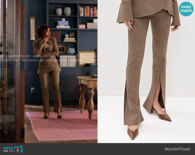 A.W.A.K.E. MODE Fitted Pants With Side And Frontal Slits worn by Jax Stewart (Emayatzy Corinealdi) on Reasonable Doubt A.W.A.K.E. MODE Fitted Pants With Side And Frontal Slits worn by Jax Stewart (Emayatzy Corinealdi) on Reasonable Doubt