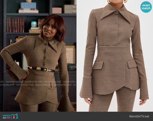 A.W.A.K.E. MODE Fitted Shirt With Basque Detail worn by Jax Stewart (Emayatzy Corinealdi) on Reasonable Doubt A.W.A.K.E. MODE Fitted Shirt With Basque Detail worn by Jax Stewart (Emayatzy Corinealdi) on Reasonable Doubt