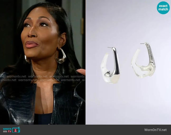 Akira Xenon Earrings worn by Dana 'Leslie' Thomas (Trisha Mann-Grant) on Beyond the Gates Akira Xenon Earrings worn by Dana 'Leslie' Thomas (Trisha Mann-Grant) on Beyond the Gates