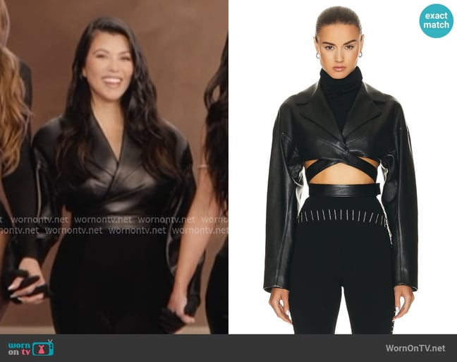 Alaia Leather Crossover Jacket worn by Kourtney Kardashian (Kourtney Kardashian) on The Kardashians