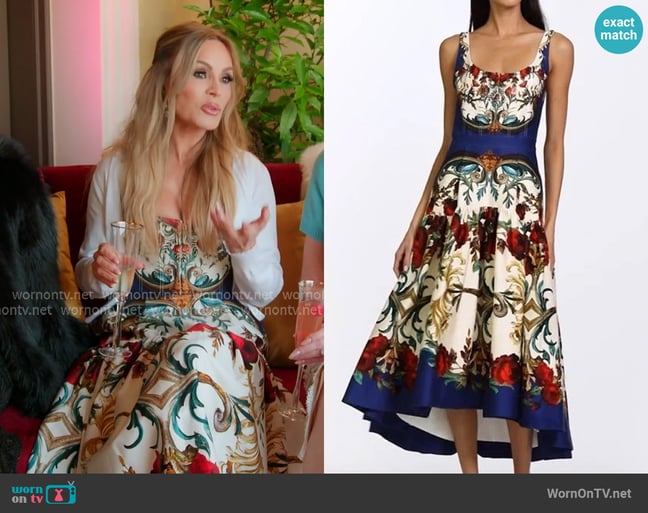 Alice + Olivia Diana Structured Midi Dress worn by Tamra Judge on The Real Housewives of Orange County