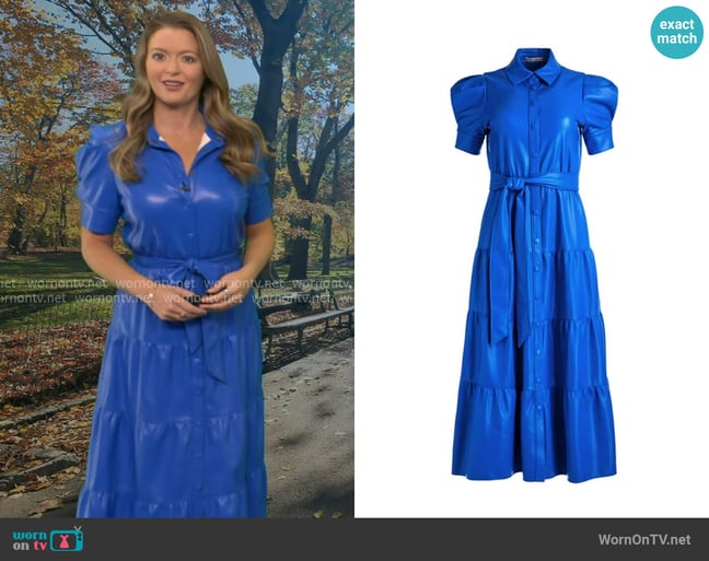 Alice + Olivia Miranda Vegan Leather Tiered Dress worn by Dani Beckstrom on Good Morning America