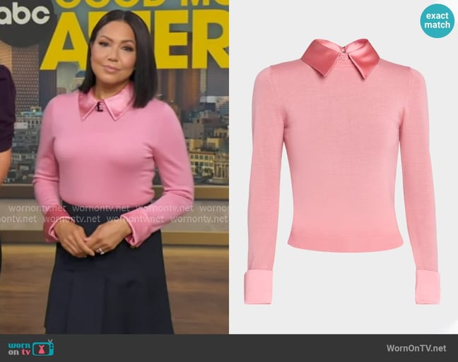 Alice + Olivia Porla Collared Sweater worn by Stephanie Ramos on Good Morning America