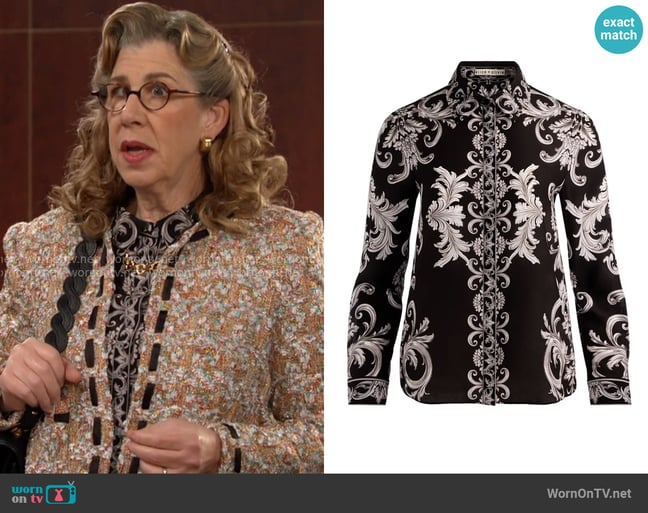 Alice + Olivia Willa Florentine Print Button-Up Shirt worn by Rita Beacon (Maggie Carney) on Days of our Lives