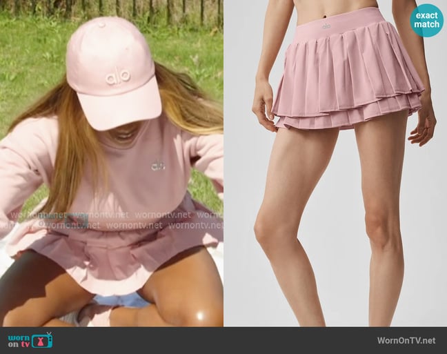 Alo Double Or Nothing Tennis Skirt worn by Wendy Osefo on The Real Housewives of Potomac