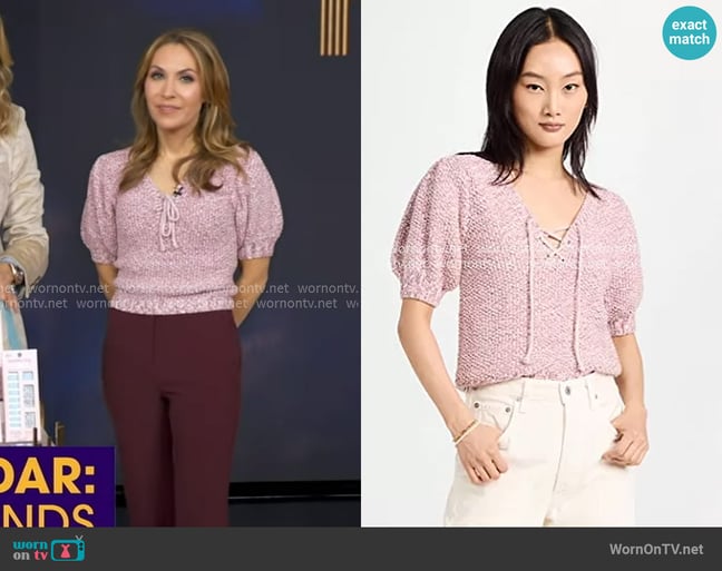Amo Aviva Short Sleeve Sweater worn by Lori Bergamotto on Good Morning America