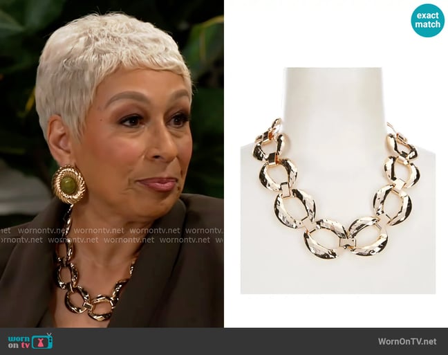 Anna & Ava Oversized Link Statement Necklace worn by Anita Dupree (Tamara Tunie) on Beyond the Gates Anna & Ava Oversized Link Statement Necklace worn by Anita Dupree (Tamara Tunie) on Beyond the Gates