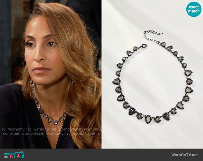 Anthropologie Colorful Enamel Gem Necklace worn by Lily Winters (Christel Khalil) on The Young and the Restless Anthropologie Colorful Enamel Gem Necklace worn by Lily Winters (Christel Khalil) on The Young and the Restless