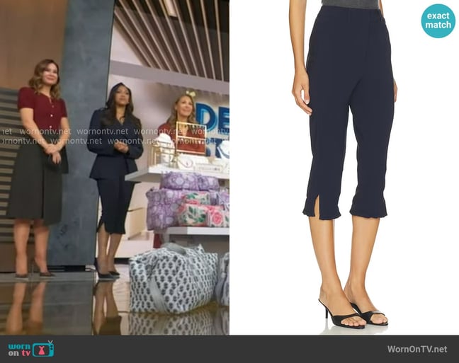 ASTR The Label Linda Capri Pants in Navy worn by Morgan Norwood on Good Morning America