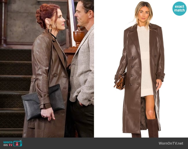 Bardot Faux Leather Trench Coat worn by Sally Spectra (Courtney Hope) on The Young and the Restless