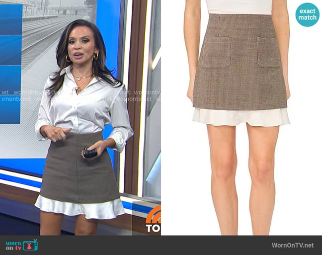 Cece High Rise Ruffle Slip Mini Skirt worn by Adelle Caballero on Today Cece High Rise Ruffle Slip Mini Skirt worn by Adelle Caballero on Today