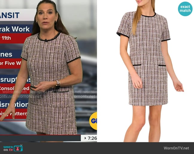 Cece Tweed Shift Dress worn by Heather O’Rourke on Good Morning America Cece Tweed Shift Dress worn by Heather O’Rourke on Good Morning America