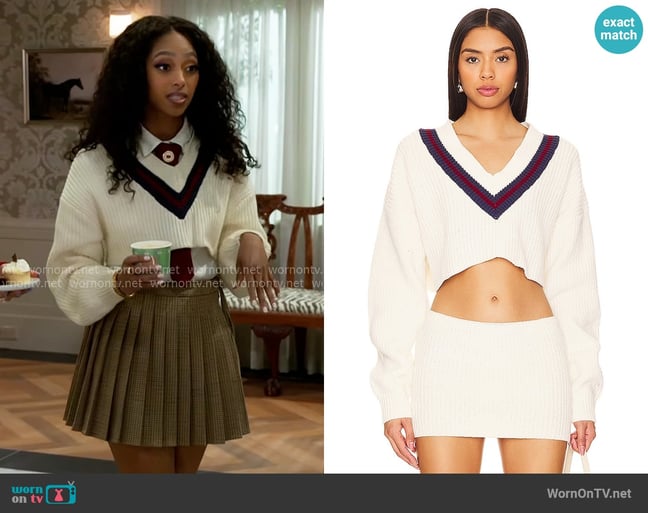 Champion x Danielle Guizio Crop Rib Knit Pullover Sweater worn by Kat Richardson (Colby Muhammad) on Beyond the Gates Champion x Danielle Guizio Crop Rib Knit Pullover Sweater worn by Kat Richardson (Colby Muhammad) on Beyond the Gates