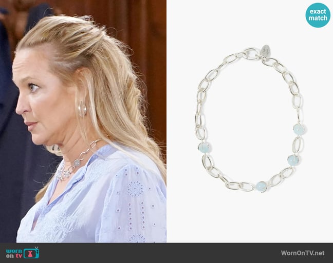 Chan Luu Lark Chain Necklace in Aquamarine worn by Sharon Newman (Sharon Case) on The Young and the Restless