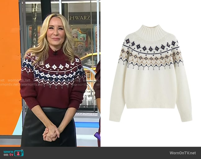 Cider Fair Isle Wool Blend Sweater Long Sleeve Pullover worn by Chassie Post on Today Cider Fair Isle Wool Blend Sweater Long Sleeve Pullover worn by Chassie Post on Today
