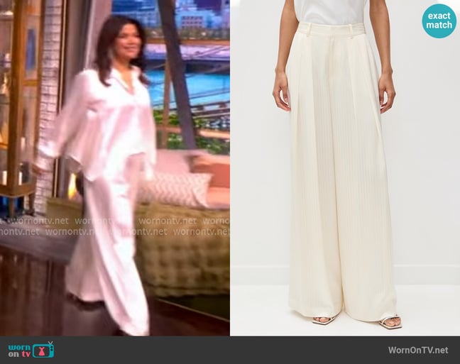 Cinq a Sept Georgia Satin Stripe Marne Pants worn by Ana Navarro on The View Cinq a Sept Georgia Satin Stripe Marne Pants worn by Ana Navarro on The View