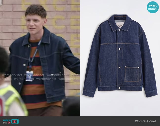 Cos Denim Shirt Jacket worn by Jacob Hill (Chris Perfetti) on Abbott Elementary Cos Denim Shirt Jacket worn by Jacob Hill (Chris Perfetti) on Abbott Elementary
