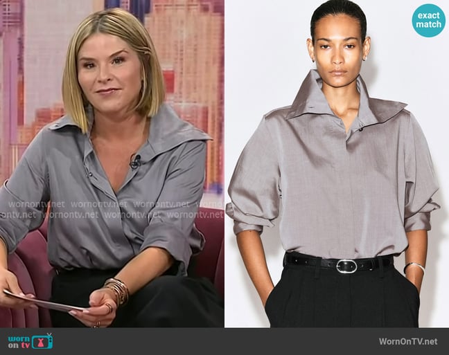 Cos Mock Neck Lyocell-Cotton Shirt worn by Jenna Bush Hager on Today