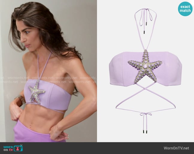 David Koma Embellished Bra Top worn by Erika Hammond on The Real Housewives of New York City David Koma Embellished Bra Top worn by Erika Hammond on The Real Housewives of New York City